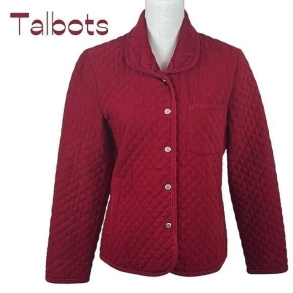 Talbots Red Quilted CottageCore Casual Feminine Jacket NWOT Size S - Picture 1 of 10